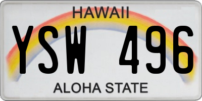 HI license plate YSW496