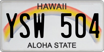 HI license plate YSW504