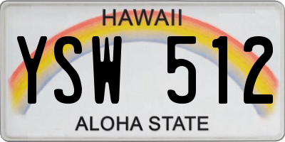 HI license plate YSW512