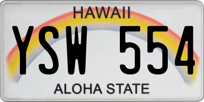 HI license plate YSW554
