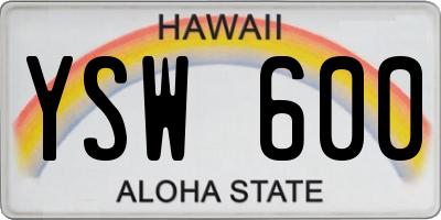 HI license plate YSW600