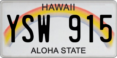 HI license plate YSW915