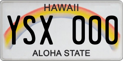 HI license plate YSX000