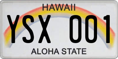 HI license plate YSX001