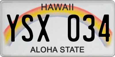 HI license plate YSX034
