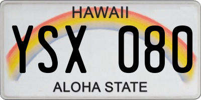 HI license plate YSX080