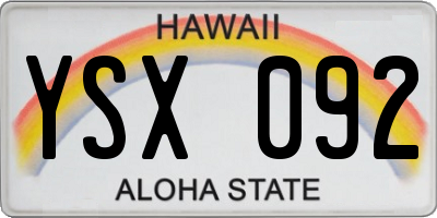 HI license plate YSX092