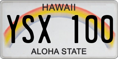 HI license plate YSX100