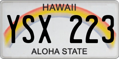HI license plate YSX223