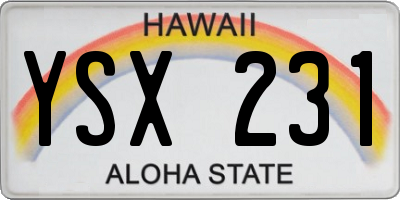 HI license plate YSX231