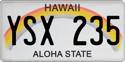 HI license plate YSX235