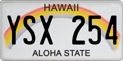 HI license plate YSX254