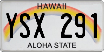 HI license plate YSX291