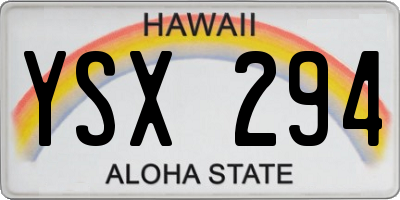 HI license plate YSX294