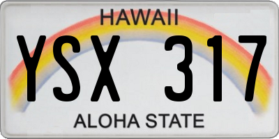 HI license plate YSX317