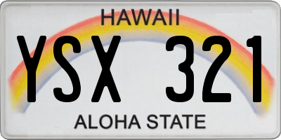HI license plate YSX321