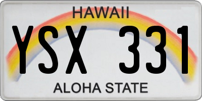 HI license plate YSX331