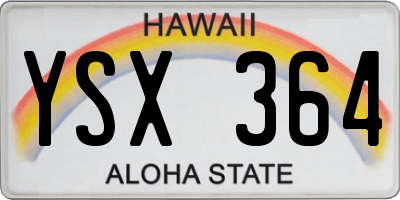 HI license plate YSX364
