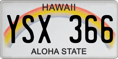 HI license plate YSX366