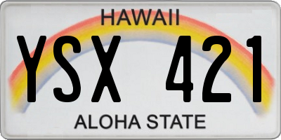 HI license plate YSX421