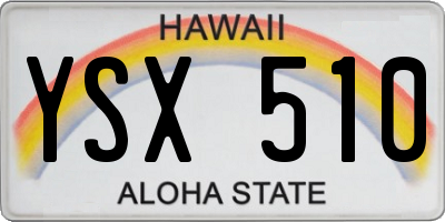 HI license plate YSX510