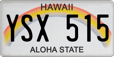 HI license plate YSX515