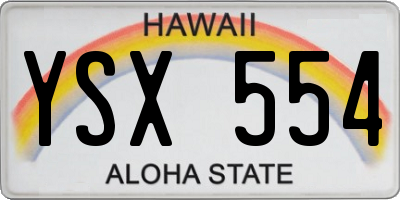 HI license plate YSX554