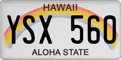 HI license plate YSX560