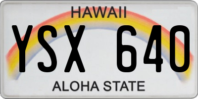 HI license plate YSX640