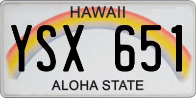 HI license plate YSX651