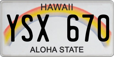 HI license plate YSX670