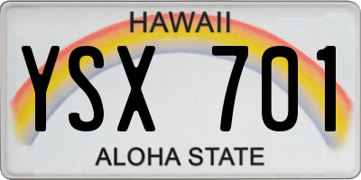 HI license plate YSX701