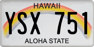 HI license plate YSX751