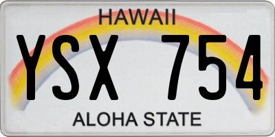 HI license plate YSX754