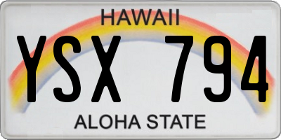HI license plate YSX794