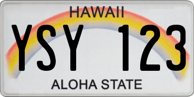 HI license plate YSY123