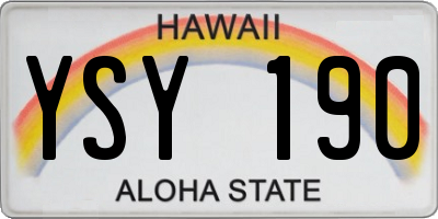 HI license plate YSY190