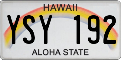 HI license plate YSY192