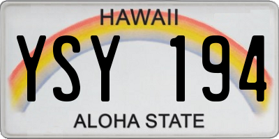 HI license plate YSY194