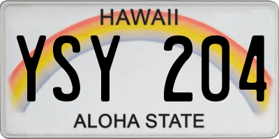 HI license plate YSY204