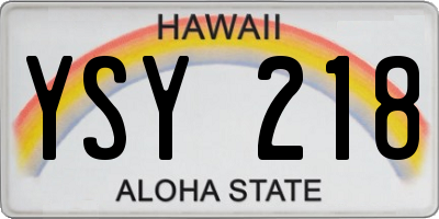 HI license plate YSY218