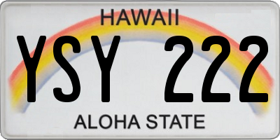 HI license plate YSY222