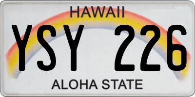 HI license plate YSY226