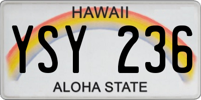 HI license plate YSY236