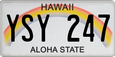 HI license plate YSY247