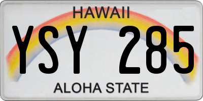 HI license plate YSY285