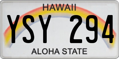 HI license plate YSY294