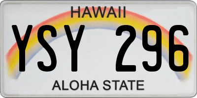 HI license plate YSY296