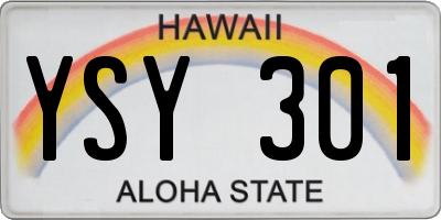 HI license plate YSY301