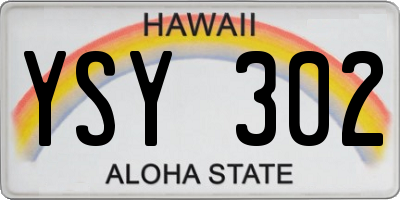 HI license plate YSY302